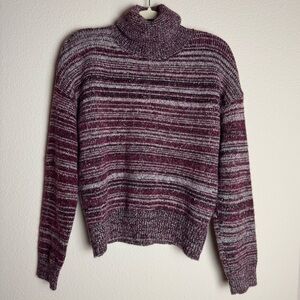 See U Soon NWT Maroon Striped Metallic Knit Turtleneck Sweater